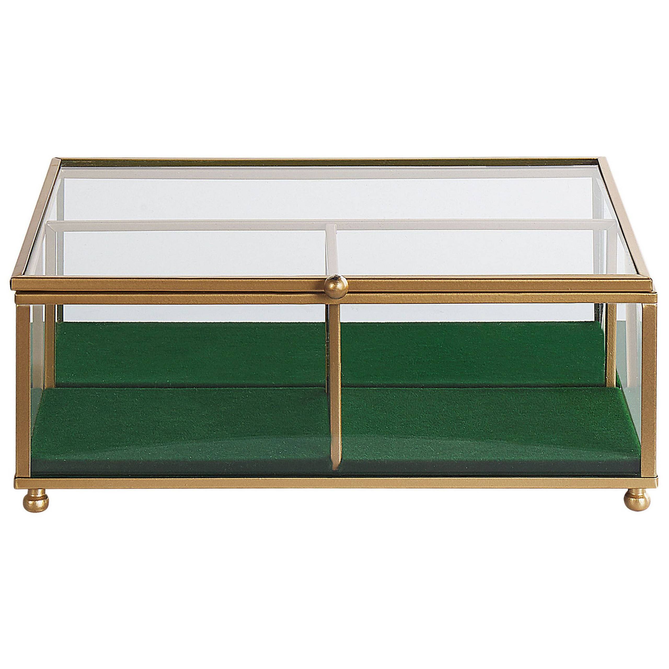 Beliani - Boîte a Bijoux en Verre Transparent et Doré avec Compartiments Pratique Pour Ranger Accessoires de Style Glamour Beliani - Imagen 5