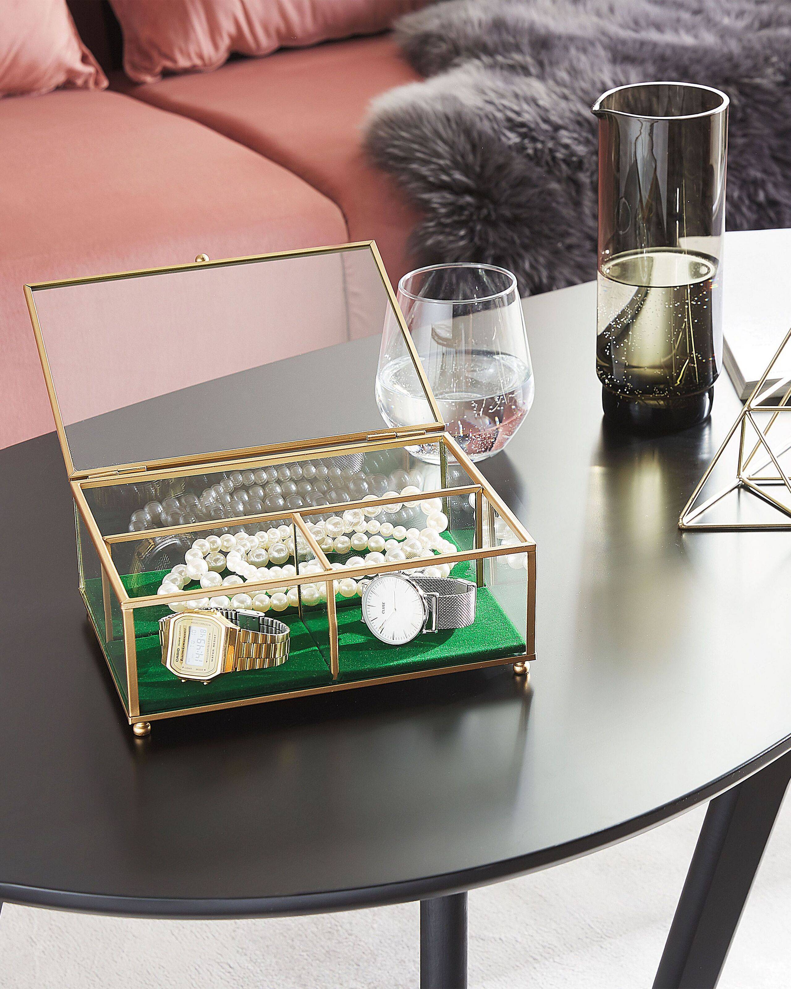 Beliani - Boîte a Bijoux en Verre Transparent et Doré avec Compartiments Pratique Pour Ranger Accessoires de Style Glamour Beliani - Imagen 2
