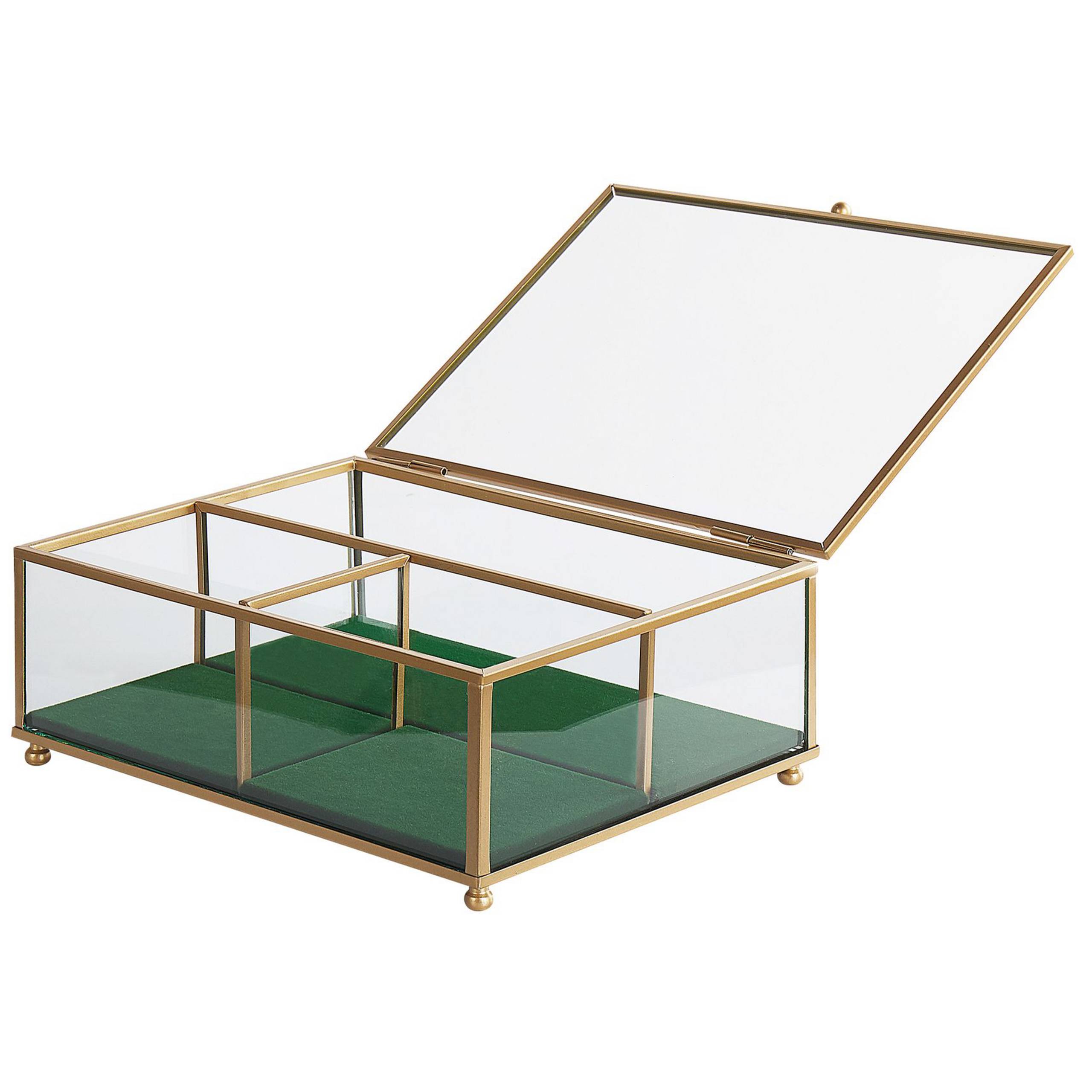 Beliani - Boîte a Bijoux en Verre Transparent et Doré avec Compartiments Pratique Pour Ranger Accessoires de Style Glamour Beliani - Imagen 4