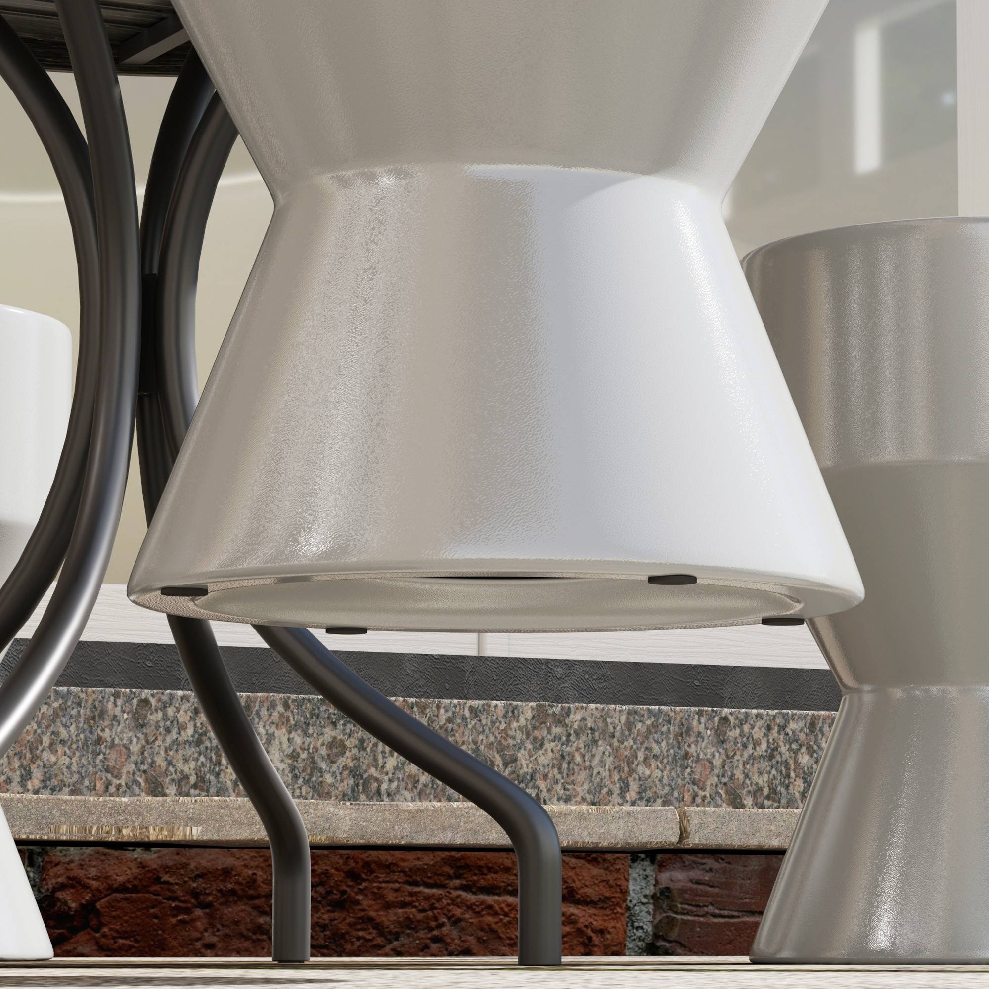 Tabouret de jardin en céramique forme sablier, capacité 120 kg, Ø33 x 45,5 cm, Gris clair, résistant aux intempéries - Image 8