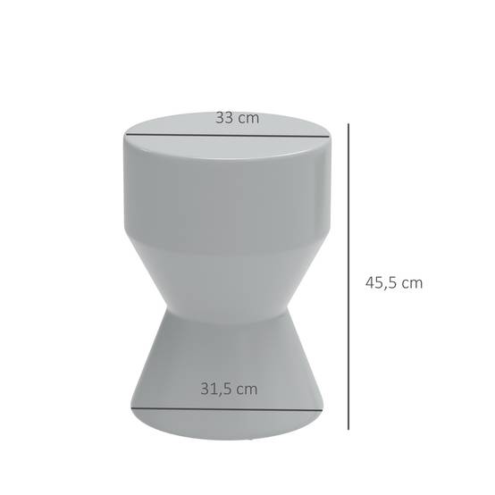 Tabouret de jardin en céramique forme sablier, capacité 120 kg, Ø33 x 45,5 cm, Gris clair, résistant aux intempéries - Image 3