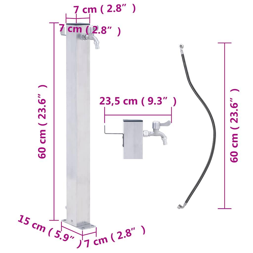 PANGIVO - Colonne à eau de jardin acier inoxydable argenté 23.5 x 7 x 60 cm, poids:1.85kg - PANGIVO - Image 7