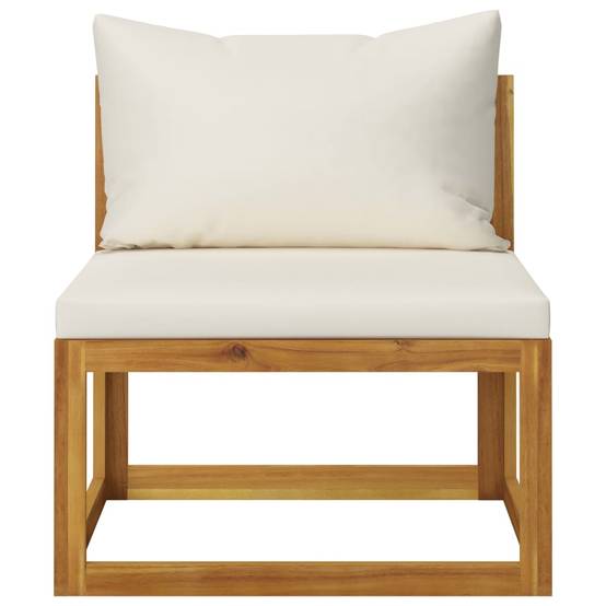 Helloshop26 - Salon de jardin meuble d'extérieur ensemble de mobilier 6 pièces avec coussin crème bois d'acacia solide - Imagen 7