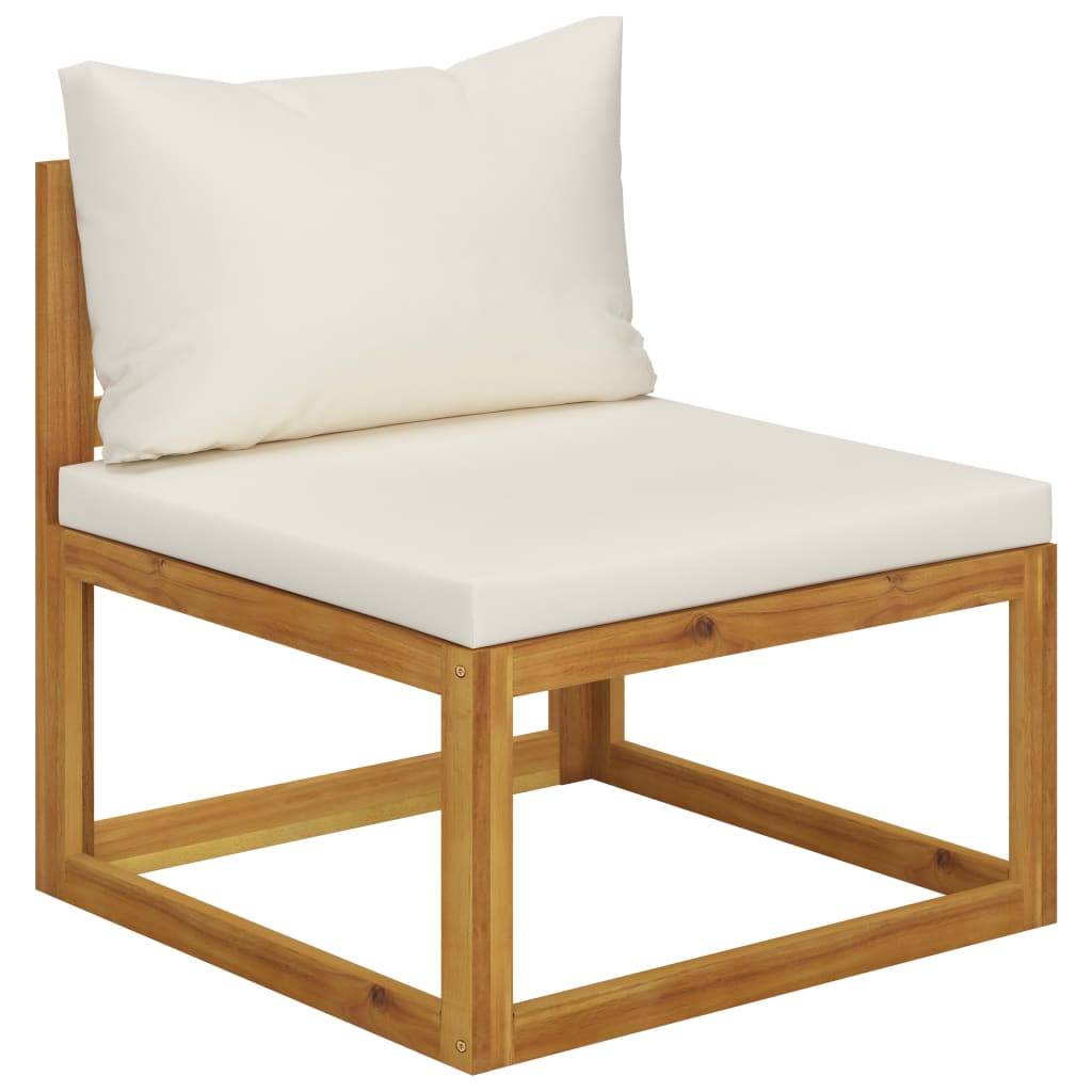 Helloshop26 - Salon de jardin meuble d'extérieur ensemble de mobilier 6 pièces avec coussin crème bois d'acacia solide - Imagen 6