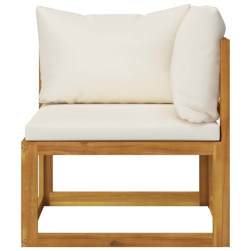 Helloshop26 - Salon de jardin meuble d'extérieur ensemble de mobilier 6 pièces avec coussin crème bois d'acacia solide - Imagen 4