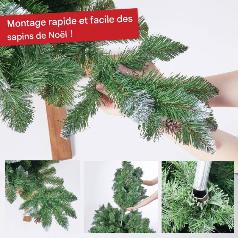 BB Loisir - Sapin de Noël artificiel 220cm Arbre de Noël neige décorative Pommes de pin Support inclus - Image 3