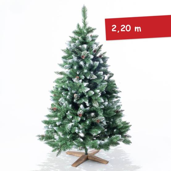 BB Loisir - Sapin de Noël artificiel 220cm Arbre de Noël neige décorative Pommes de pin Support inclus - Image 1