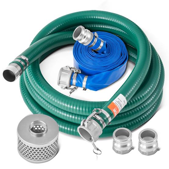 VEVOR Kit tuyau aspiration pompe eau, diamètre 50,8 mm x 15,24 m. Crépine acier. - Image 1