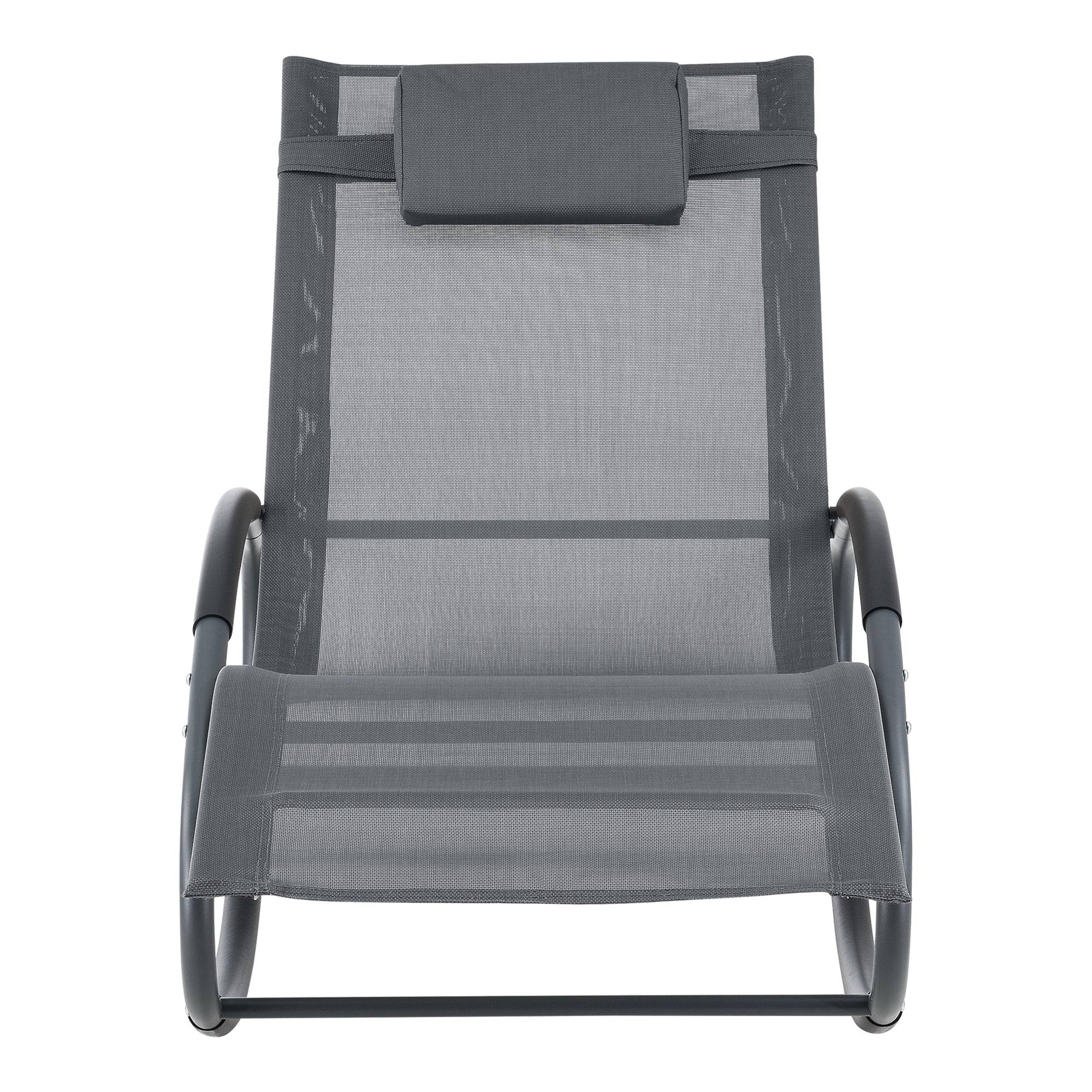 Helloshop26 - Lot de 2 bains de soleil à bascule acier textile gris foncé - Imagen 3