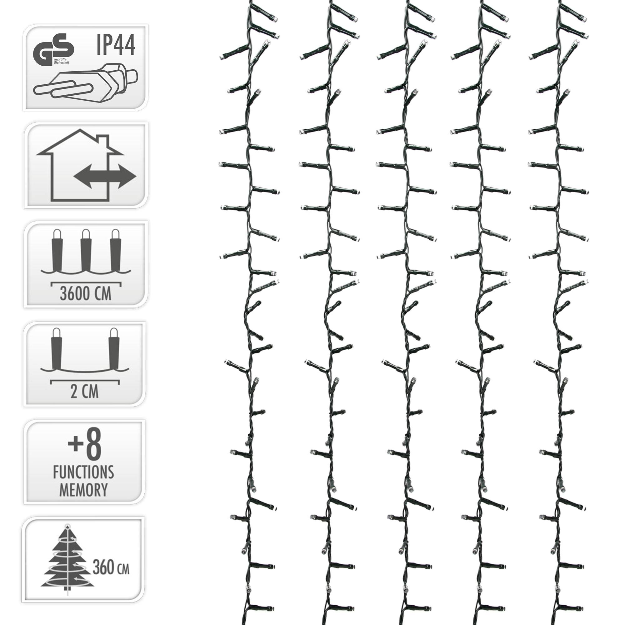 Ecd-Germany - Guirlande lumineuse pour arbre Noël 1800 LED blanc froid 36m intérieur/extérieur - Imagen 5