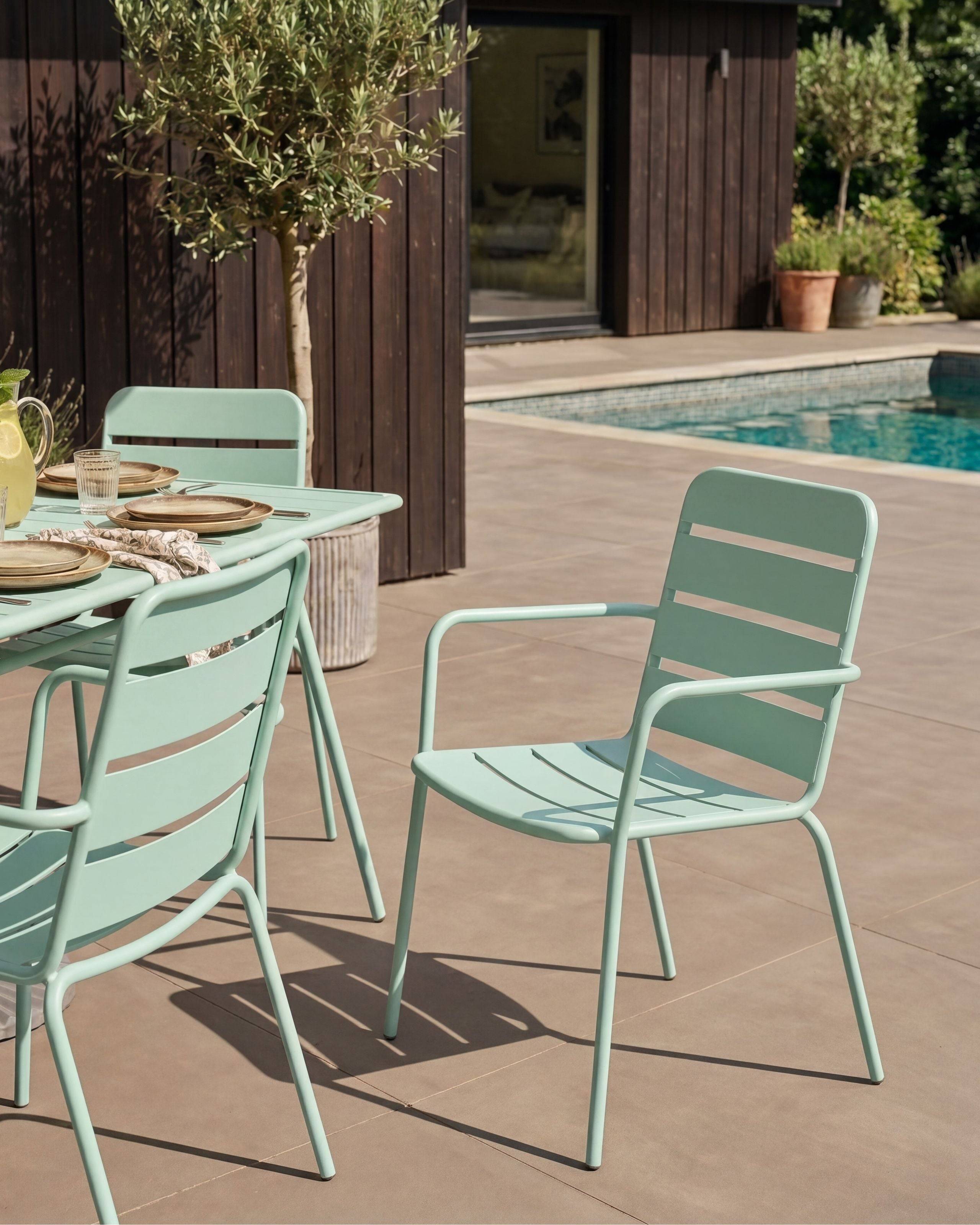 Beliani - Chaise de jardin Métal Vert menthe TERENZO - 53x59x86- Beliani