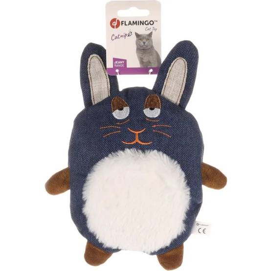 Jouet peluche Lapin Jeany bleu, 22 x 27 cm pour chat - Image 3