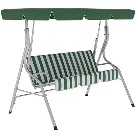 Balancelle 3 places métal terrasse toit inclinable anti-UV 170x153cm vert - ComfortXL Outdoor Living - Image 1