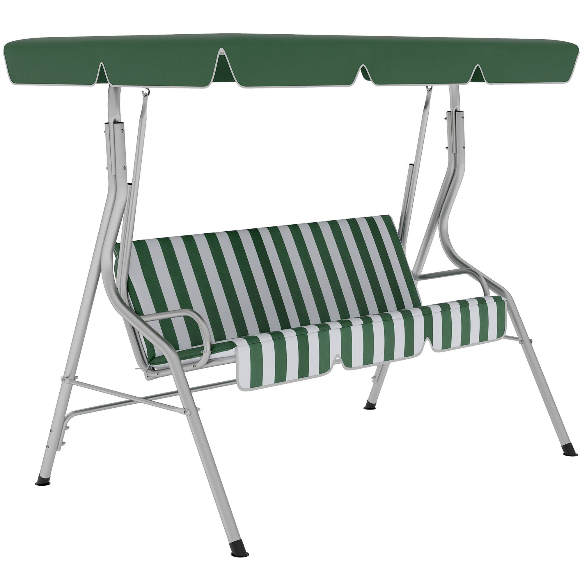 Balancelle 3 places métal terrasse toit inclinable anti-UV 170x153cm vert - ComfortXL Outdoor Living - Image 1