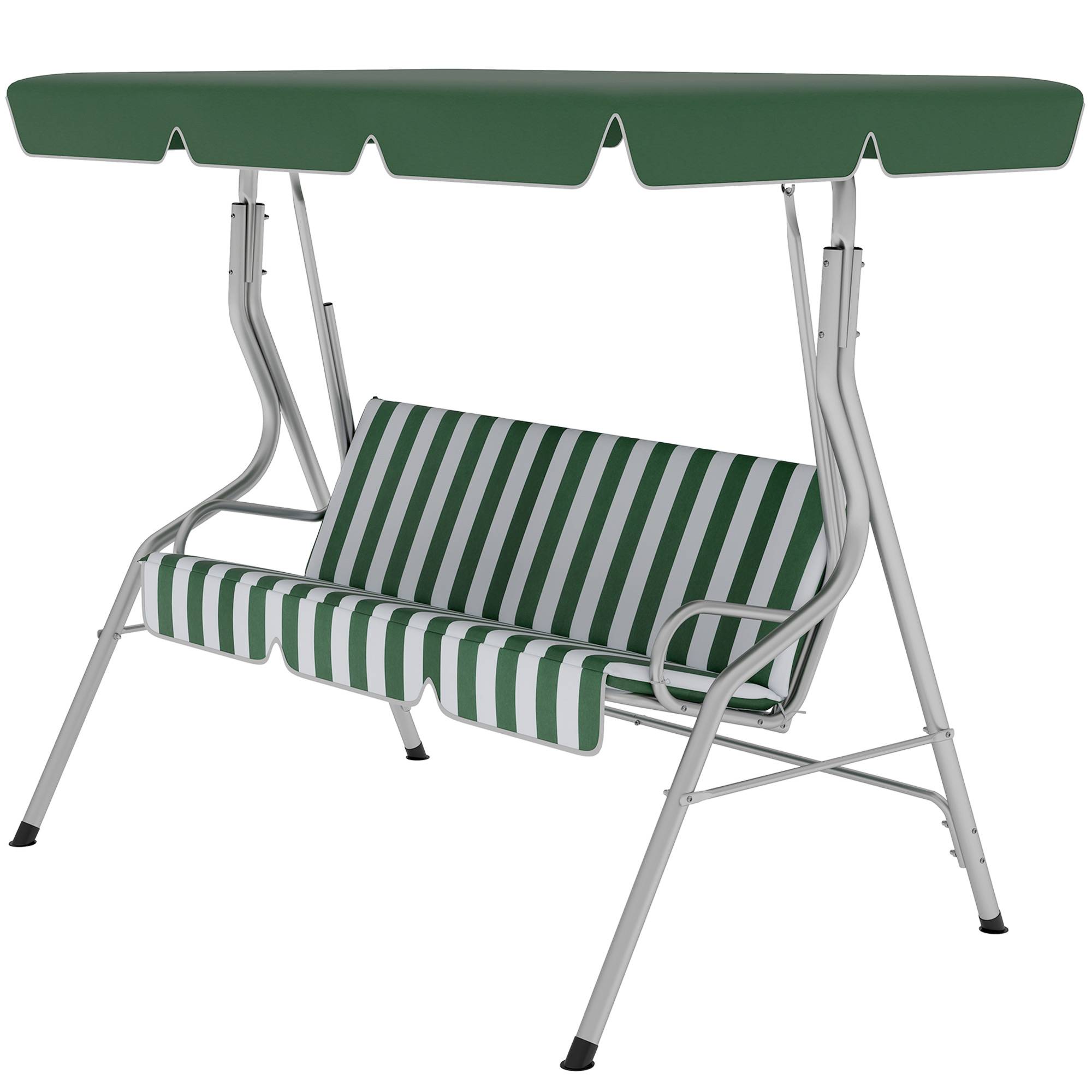 Balancelle 3 places métal terrasse toit inclinable anti-UV 170x153cm vert - ComfortXL Outdoor Living - Image 2