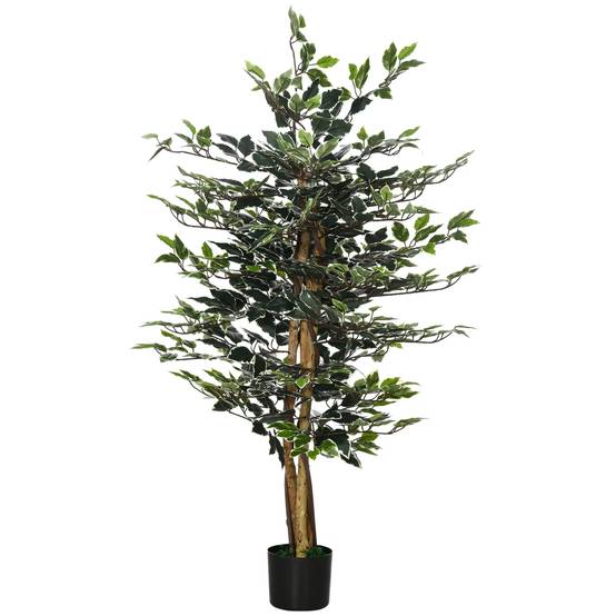 Plante artificielle ficus tronc branches liane lichen feuilles grand réalisme pot inclus hauteur 1,3 m - Image 2