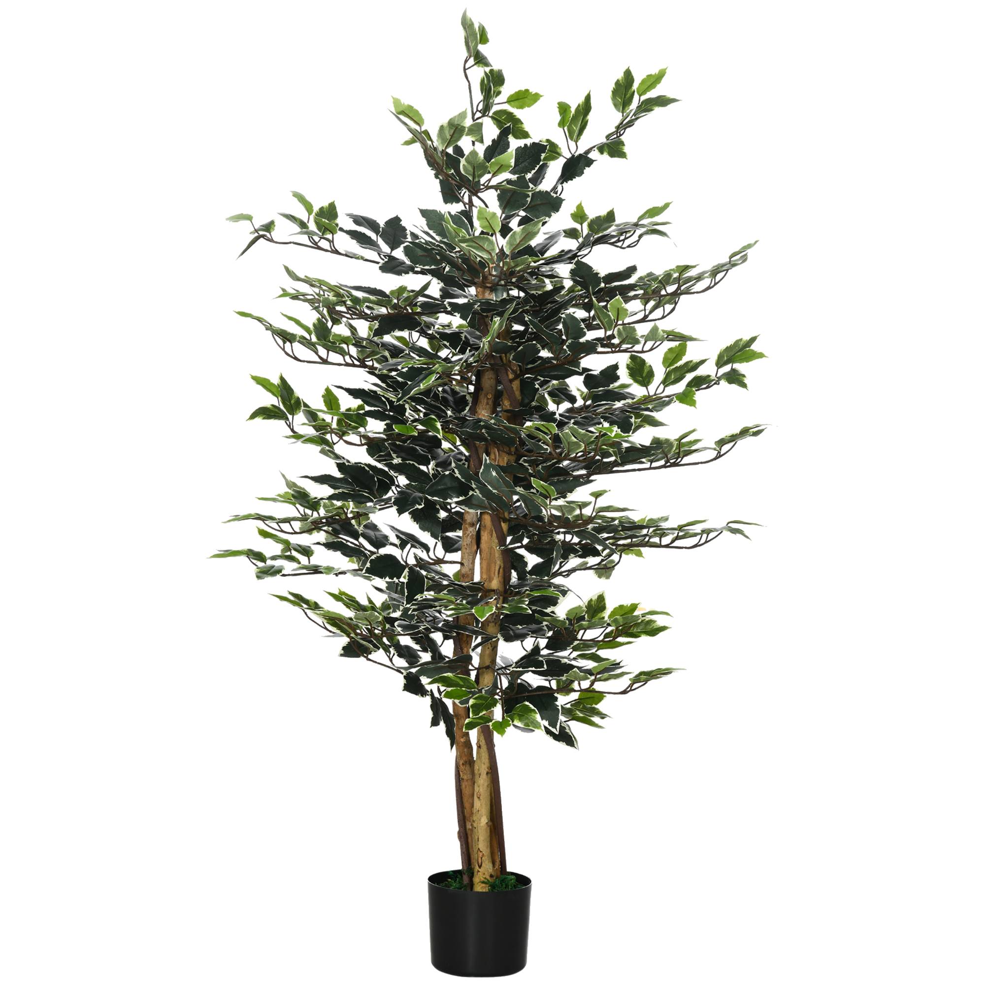 Plante artificielle ficus tronc branches liane lichen feuilles grand réalisme pot inclus hauteur 1,3 m - Image 2
