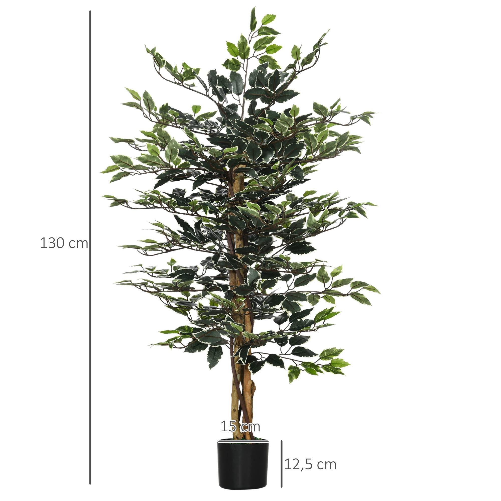 Plante artificielle ficus tronc branches liane lichen feuilles grand réalisme pot inclus hauteur 1,3 m - Image 5
