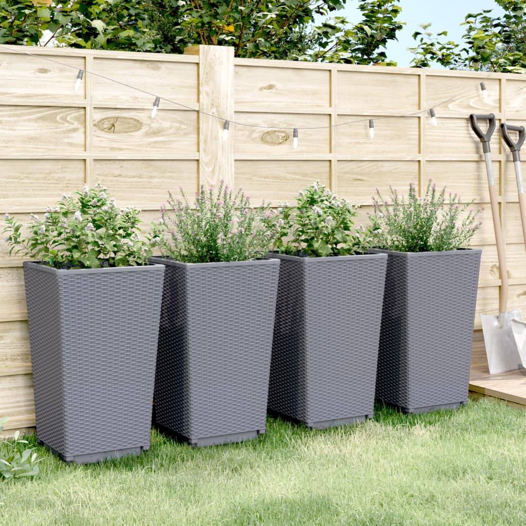 Maison Chic - Lot de 4 Jardinières, Bac à fleurs, Pot de fleurs bleu gris 32,5x32,5x57 cm PP - Imagen 3