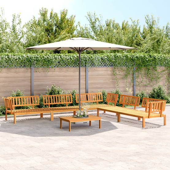 Grand Salon de Jardin Palette 6p Bois d'Acacia à Lattes Modulable pour Famille Extérieur Brun – ComfortXL Outdoor Living - Image 1