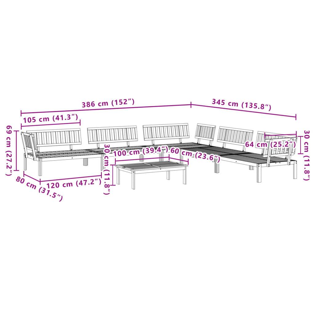 Grand Salon de Jardin Palette 6p Bois d'Acacia à Lattes Modulable pour Famille Extérieur Brun – ComfortXL Outdoor Living - Image 8