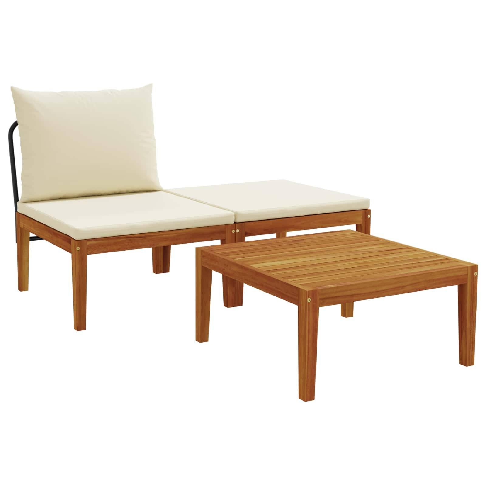 Vidaxl - Ensemble de salon de jardin 3 pc avec coussins Naturel vidaXL 42022067 - Image 2