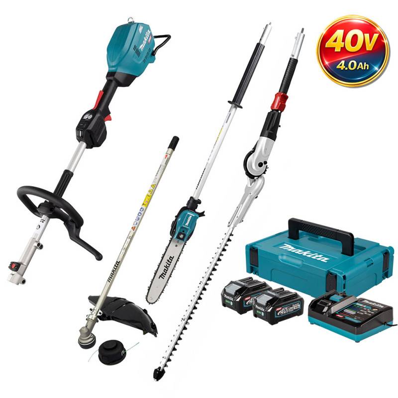 Makita - MAKITA Pack Outil Multifonctions 40V UX01G + Coupe-herbe + Perche élagueuse + Taille-haies + 2 batt 4Ah + Coffret