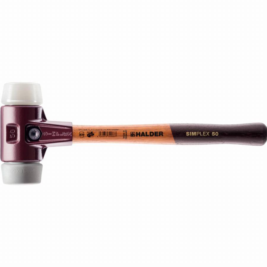 Maillet HALDER SIMPLEX TPE moyen / superplastique avec boîtier en fonte malléable et manche en bois - D=60 mm - 3037.060