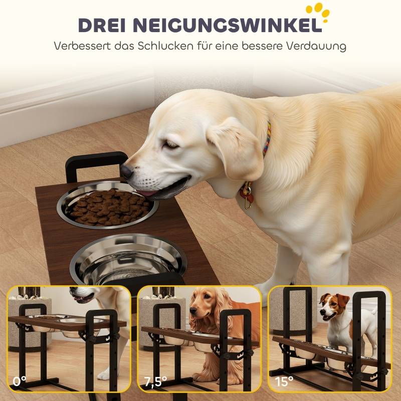 ComfortXL - Gamelle surélevée acier inox pour chien hauteur inclinable 48x26x36,5cm marron - ComfortXL Outdoor Living - Image 5