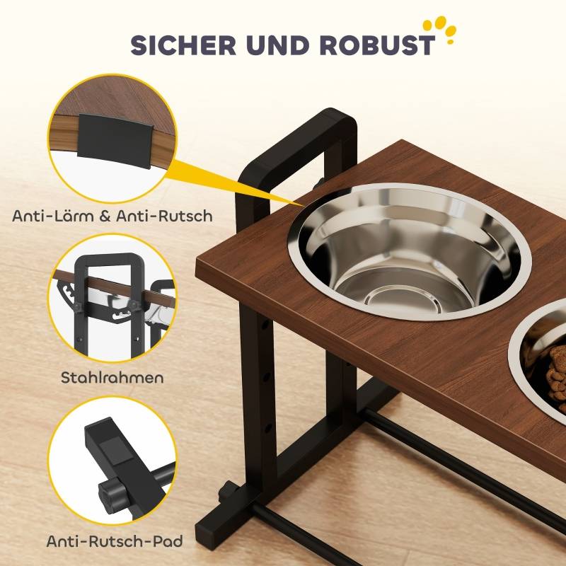 ComfortXL - Gamelle surélevée acier inox pour chien hauteur inclinable 48x26x36,5cm marron - ComfortXL Outdoor Living - Image 7