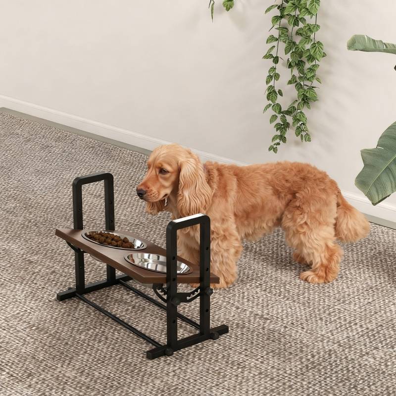 ComfortXL - Gamelle surélevée acier inox pour chien hauteur inclinable 48x26x36,5cm marron - ComfortXL Outdoor Living - Image 8