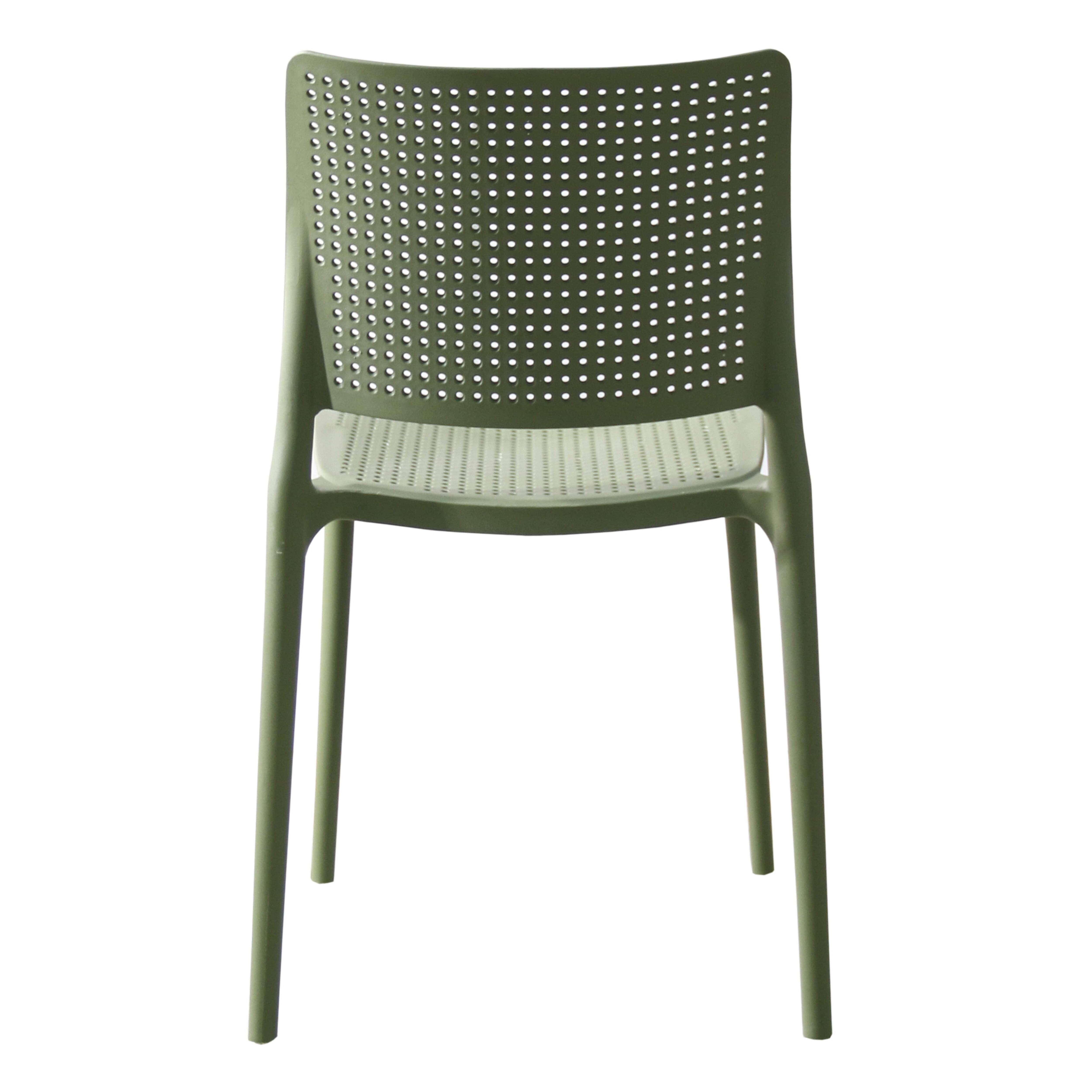 Oviala - Lot de 4 chaises de terrasse vert cactus en plastique Riga - Oviala - Imagen 6