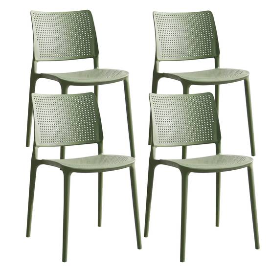 Oviala - Lot de 4 chaises de terrasse vert cactus en plastique Riga - Oviala - Imagen 1
