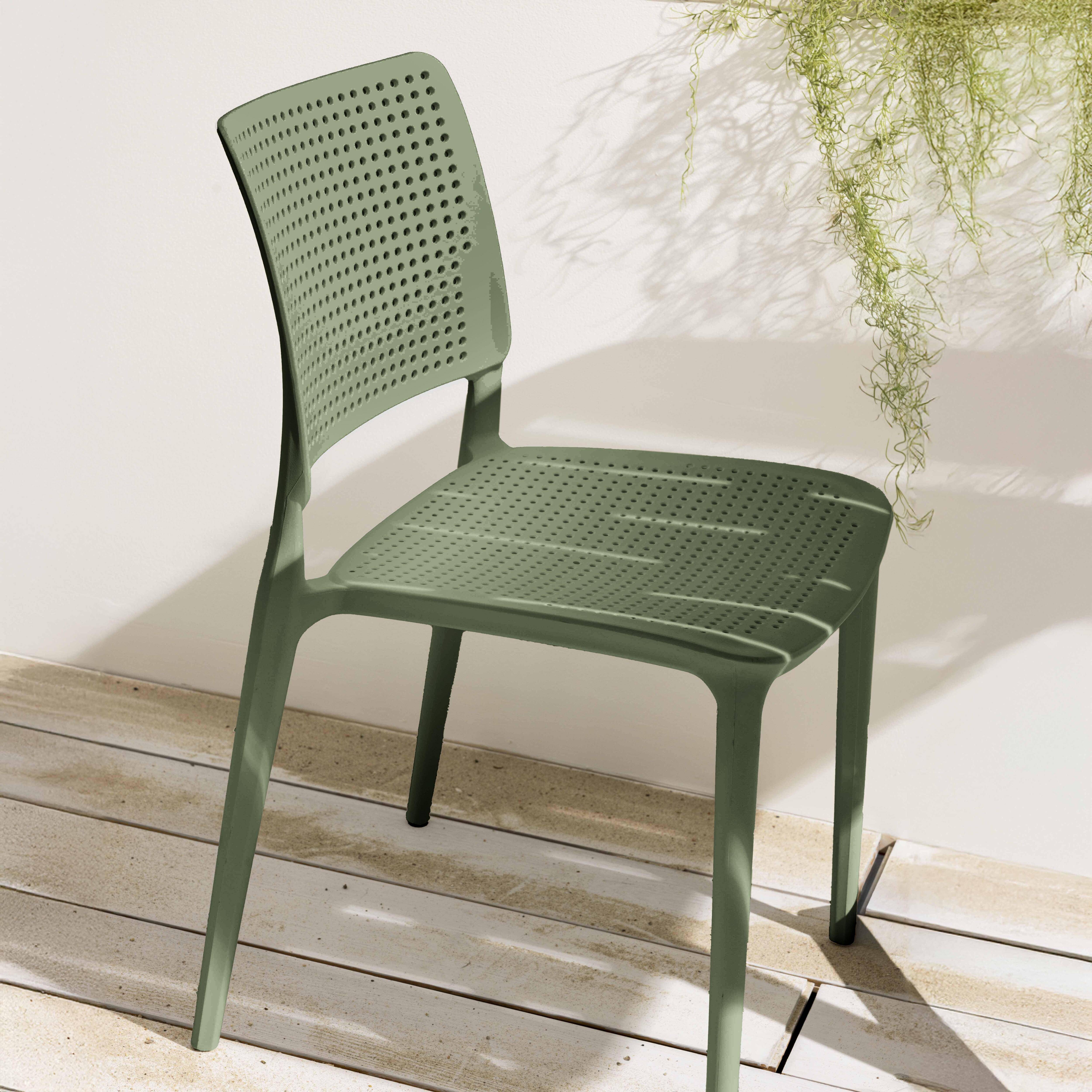 Oviala - Lot de 4 chaises de terrasse vert cactus en plastique Riga - Oviala - Imagen 2