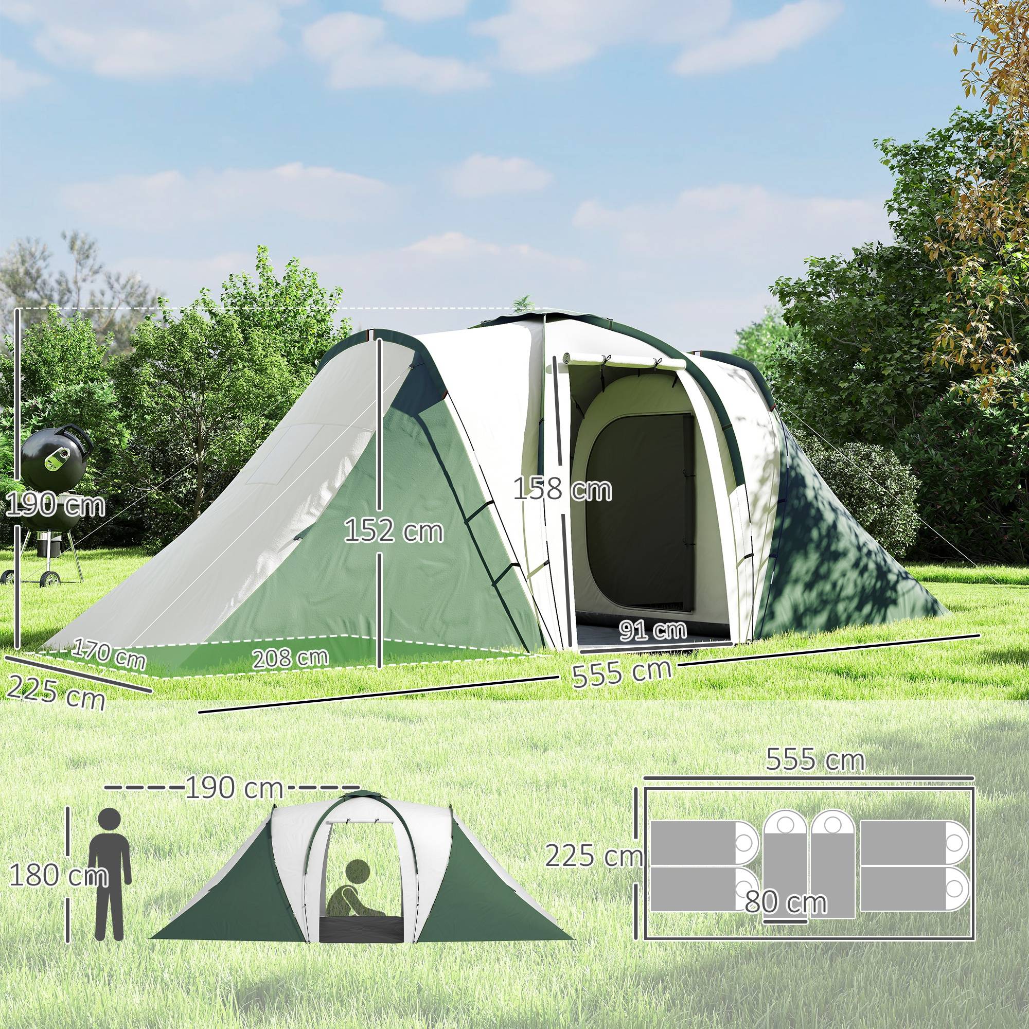 Tente de camping polyester 555 x 225 x 190 cm - PANGIVO - Image 5