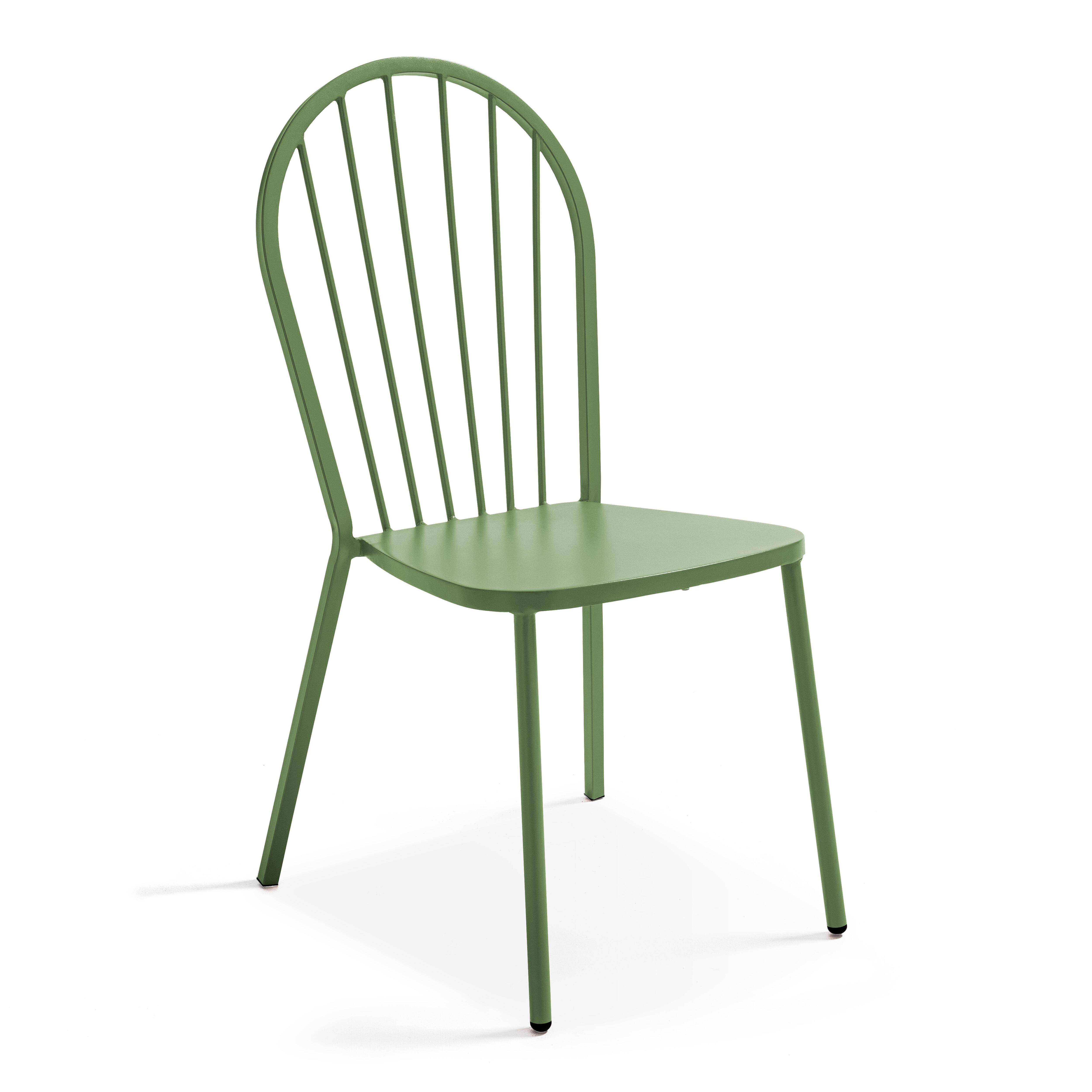 Oviala - Ensemble table de jardin bistrot et 2 chaises en acier vert cactus Palavas - Oviala - Imagen 5