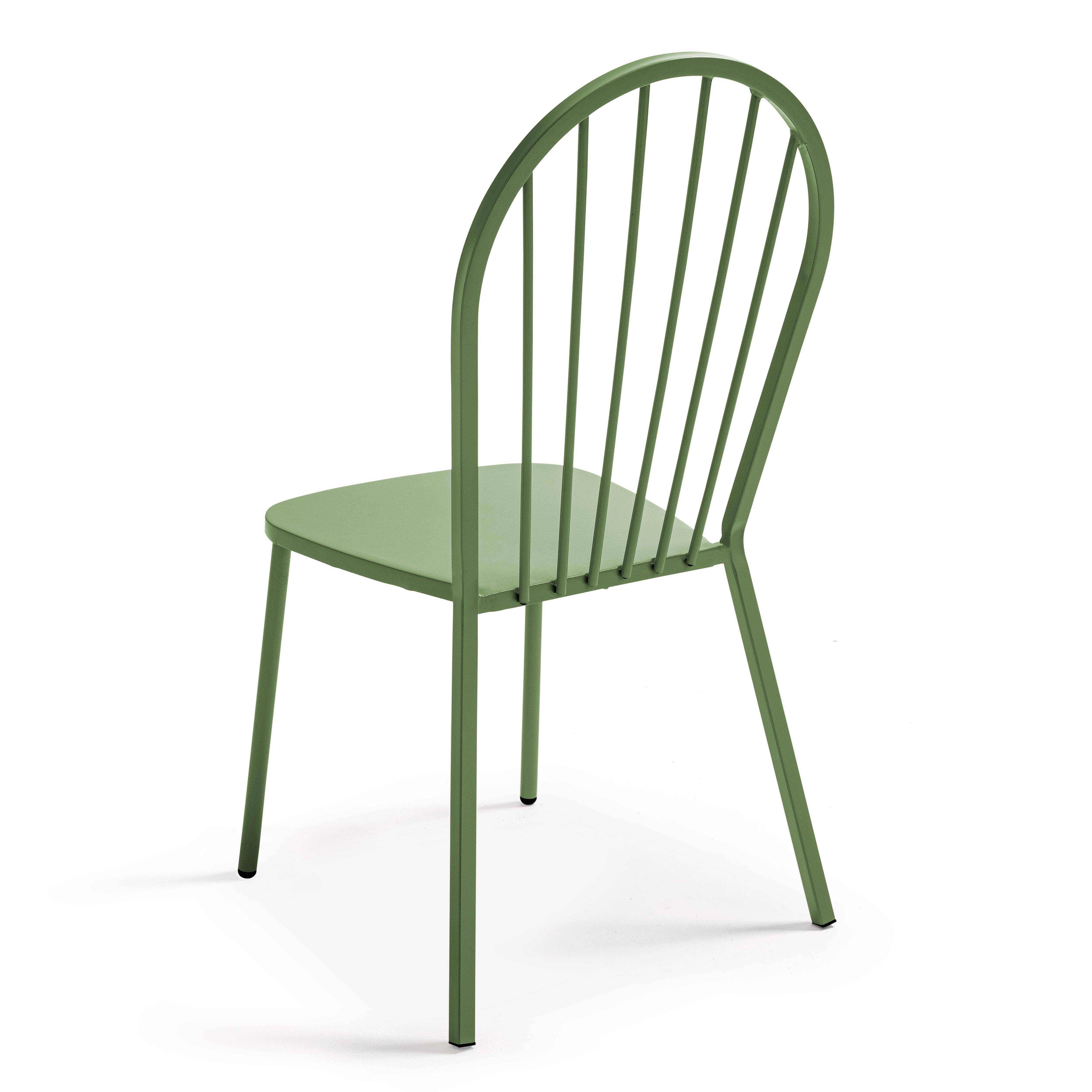 Oviala - Ensemble table de jardin bistrot et 2 chaises en acier vert cactus Palavas - Oviala - Imagen 6