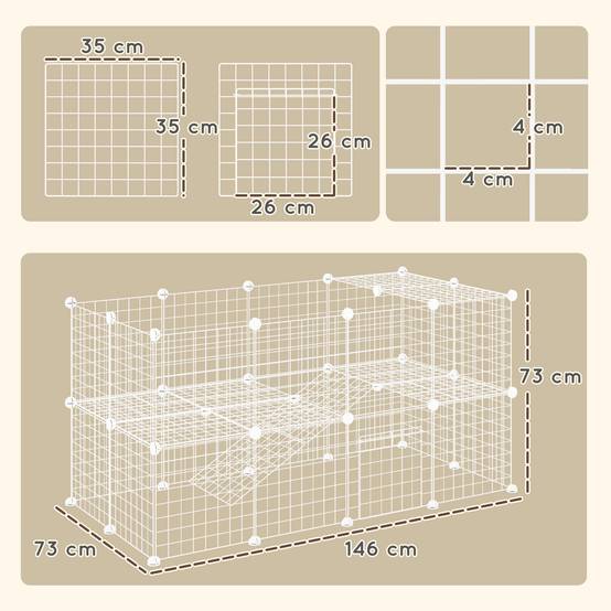 Enclos pour petits animaux acier blanc 146 x 73 x 73 cm - PANGIVO - Image 5