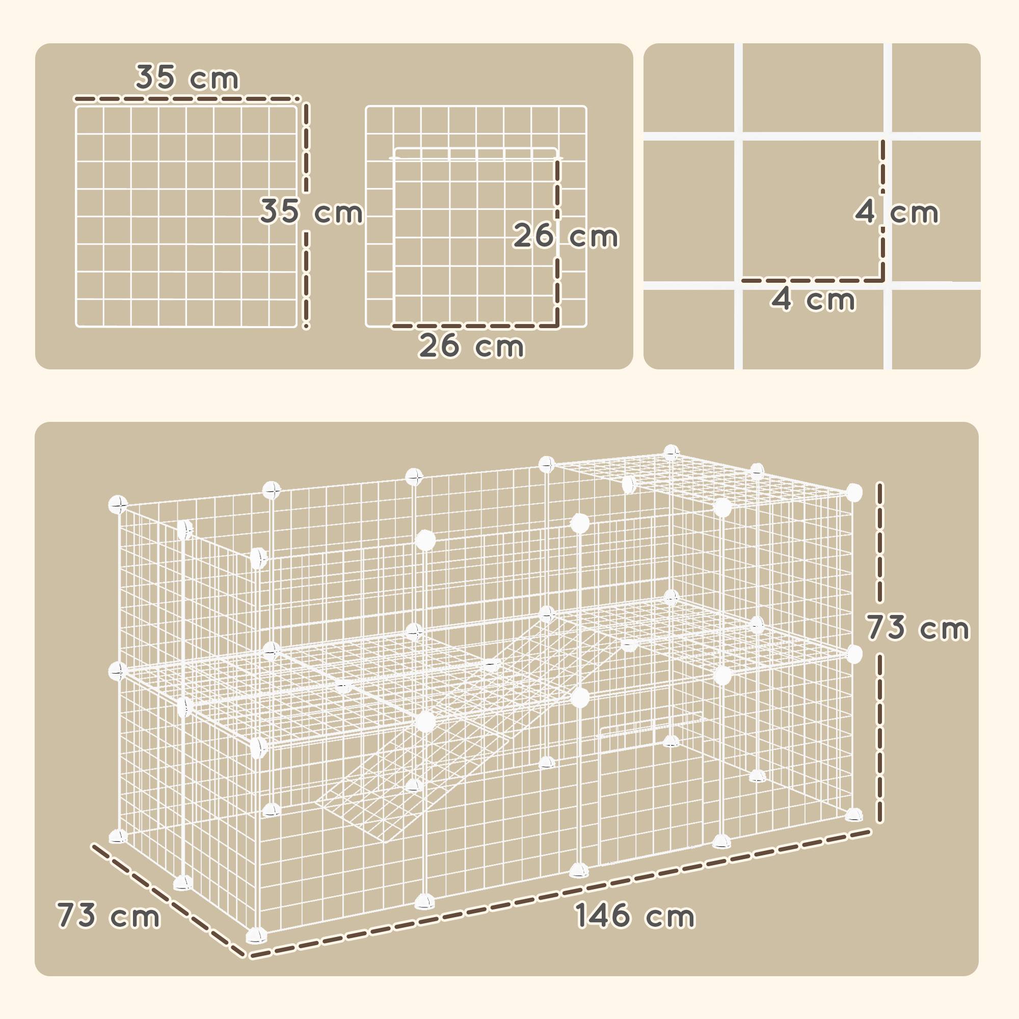 Enclos pour petits animaux acier blanc 146 x 73 x 73 cm - PANGIVO - Image 5