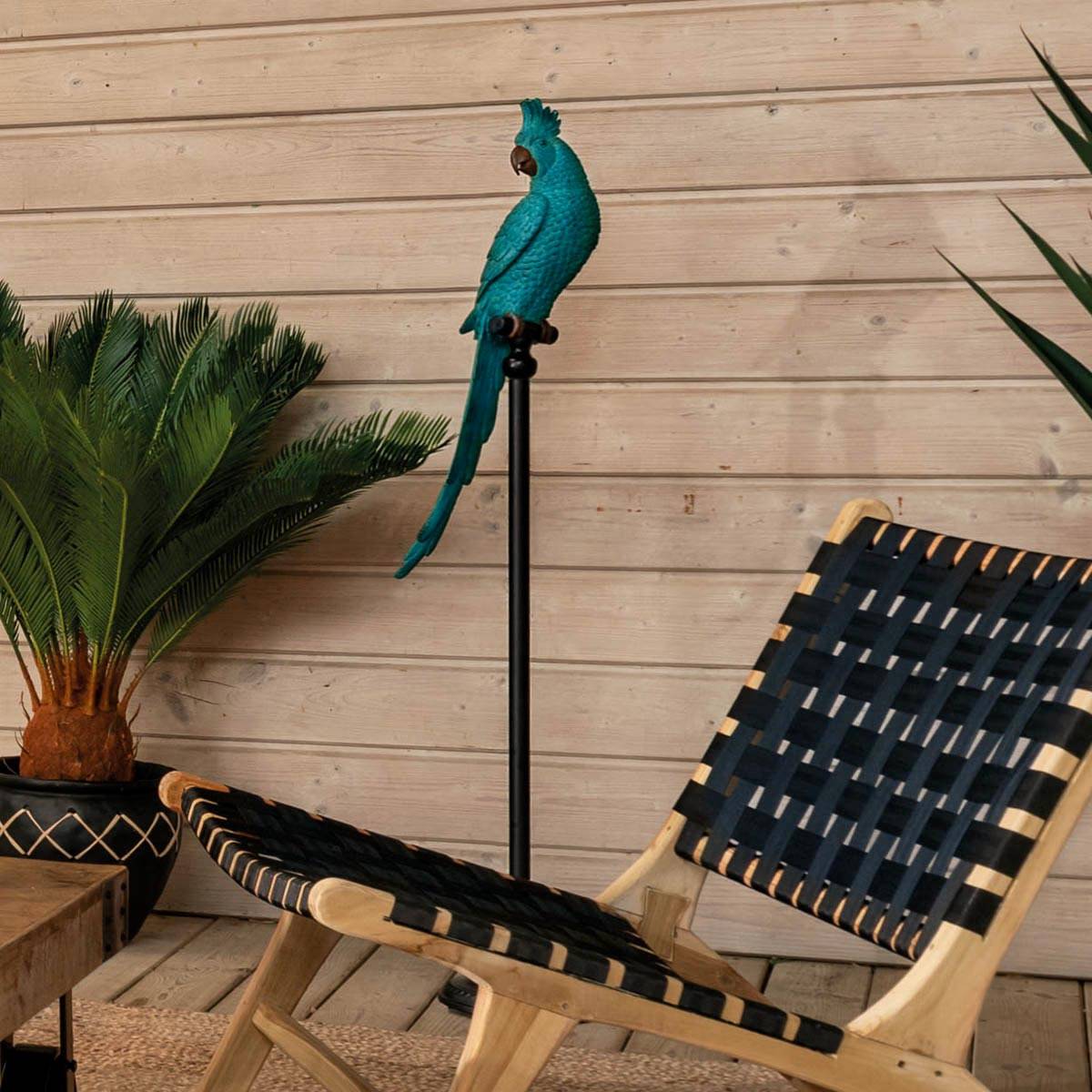 Objet décoratif Oiseau en résine sur son perchoir H 117 cm - Image 2