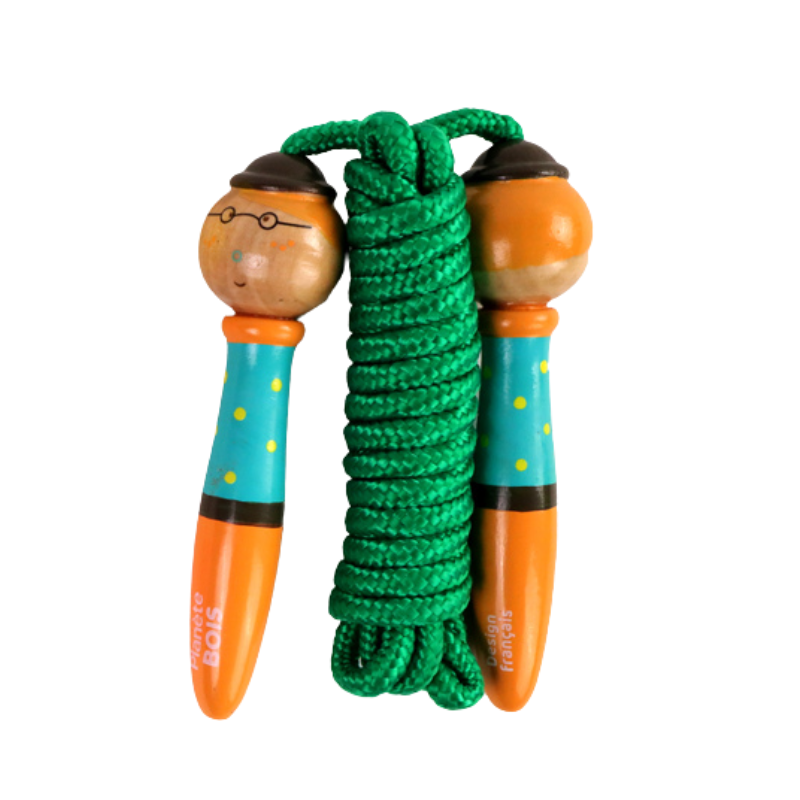 Mgm - Corde à sauter enfant 220cm en Bois marron et bleu - Mgm