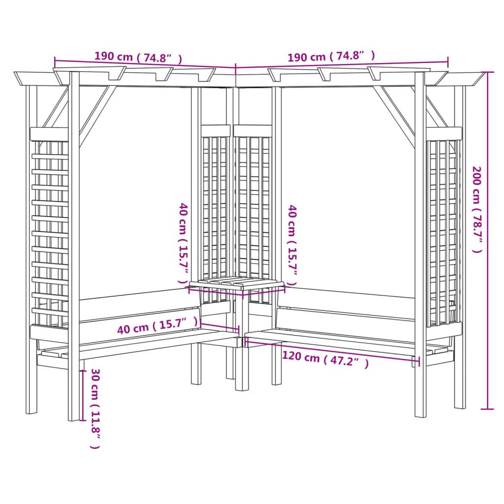 Vidaxl - Pergola d'angle avec banc Bois de pin imprégné vidaXL 44950 - Imagen 3