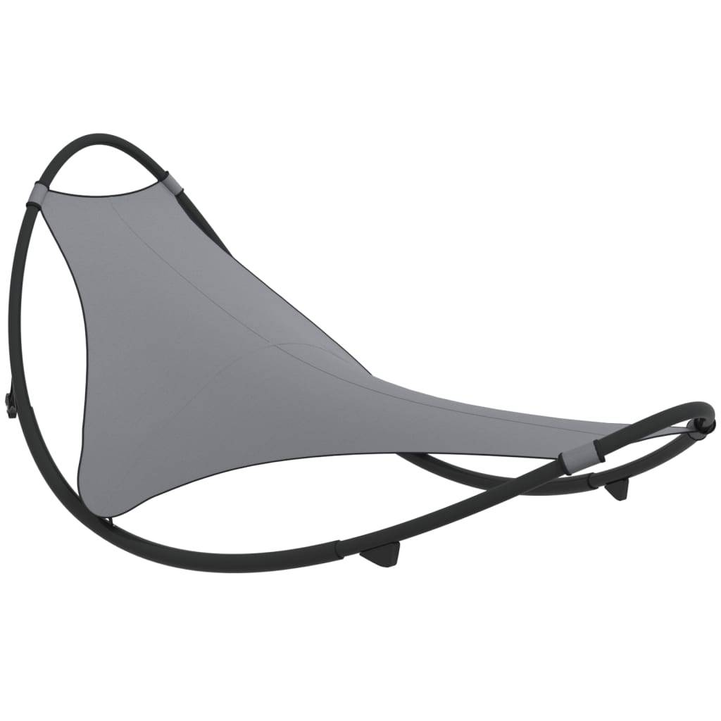Helloshop26 - Transat design chaise longue bain de soleil lit de jardin terrasse meuble d'extérieur à bascule avec roues acier et textilène gris - Imagen 1