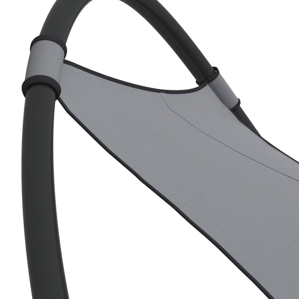 Helloshop26 - Transat design chaise longue bain de soleil lit de jardin terrasse meuble d'extérieur à bascule avec roues acier et textilène gris - Imagen 4