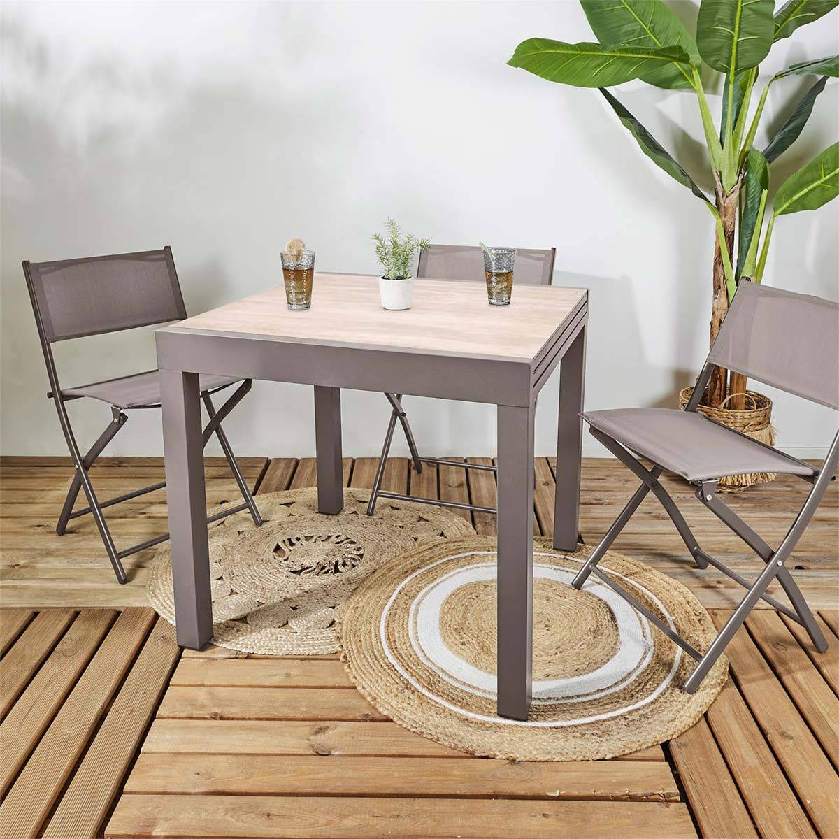 The Home Deco Factory - Table de Jardin Extensible "Ornela" 80-160cm Naturel - Image 6