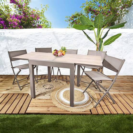 The Home Deco Factory - Table de Jardin Extensible "Ornela" 80-160cm Naturel - Image 5