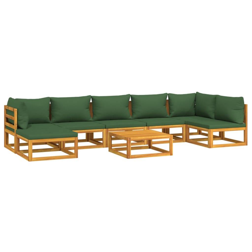 Helloshop26 - Salon de jardin meuble d'extérieur ensemble de mobilier 8 pièces avec coussins vert bois massif - Imagen 2