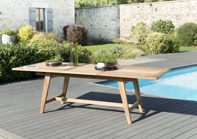 FUN - Table de jardin 8/10 personnes - rect. Ext. 180/240 en bois Teck - Image 2
