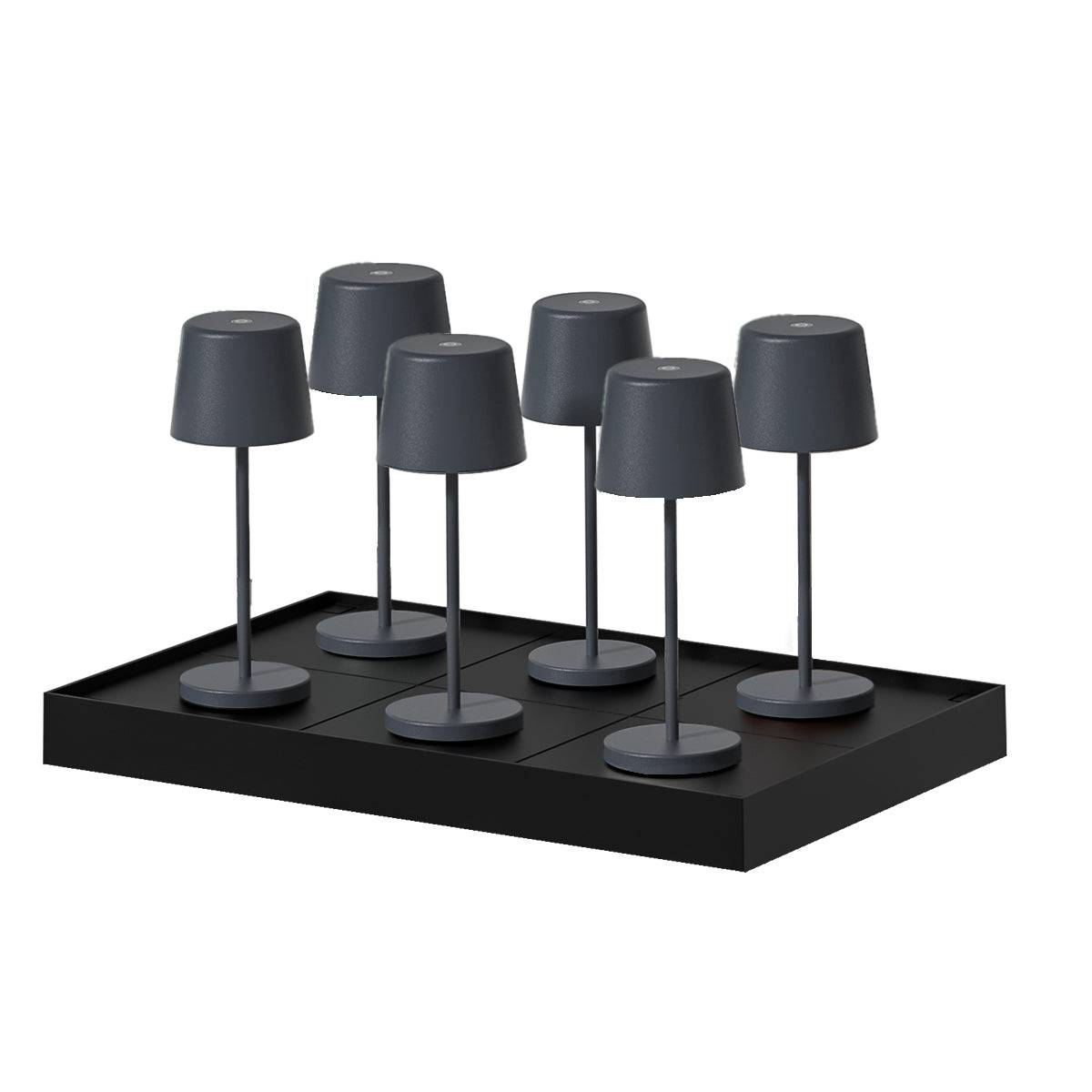 Lumisky - 6 Lampes de table MINI KELLY Gris H22cm + base de chargement - Imagen 1