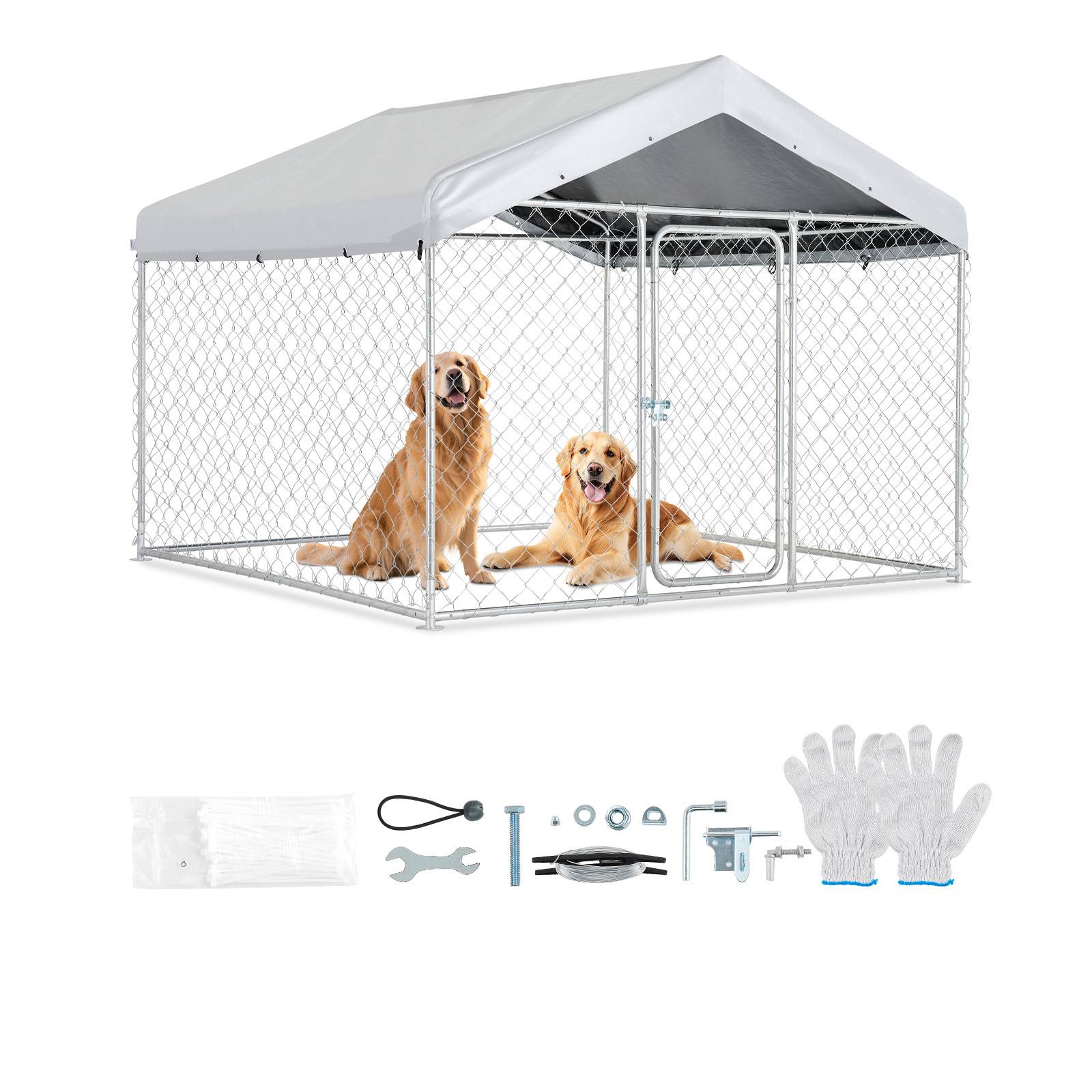 Vevor - VEVOR Chenil extérieur 2x2x1,6 m, enclos robuste pour grands chiens, toit PE anti-UV, verrou sécurisé - Image 1